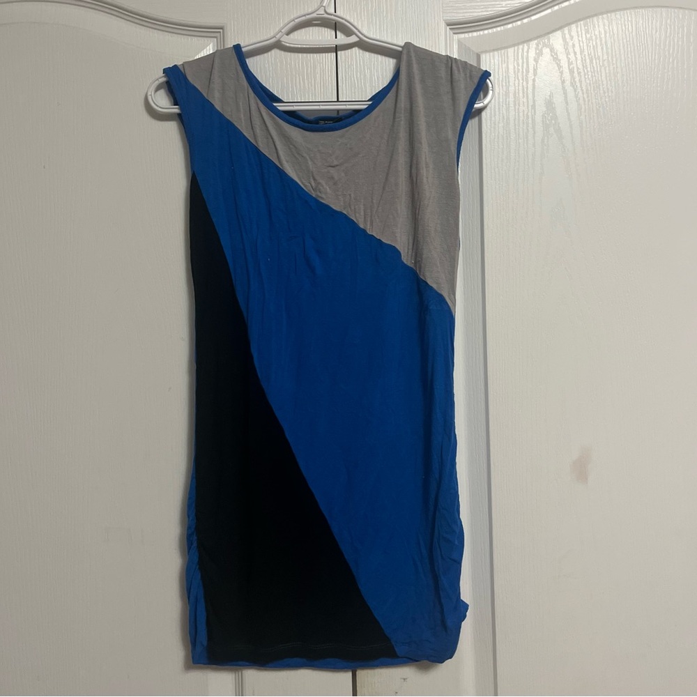 Y2K Colorblock Sleeveless Top (Blue, Black, Gray)